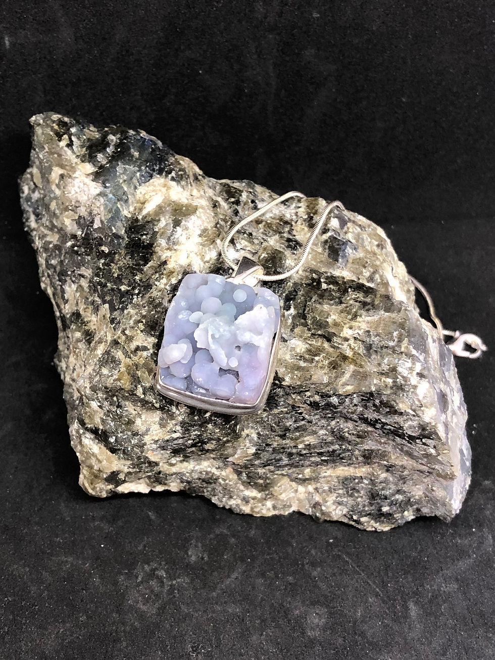 Thumbnail: 1.3" Grape Agate Pendant Crystal Silver 925