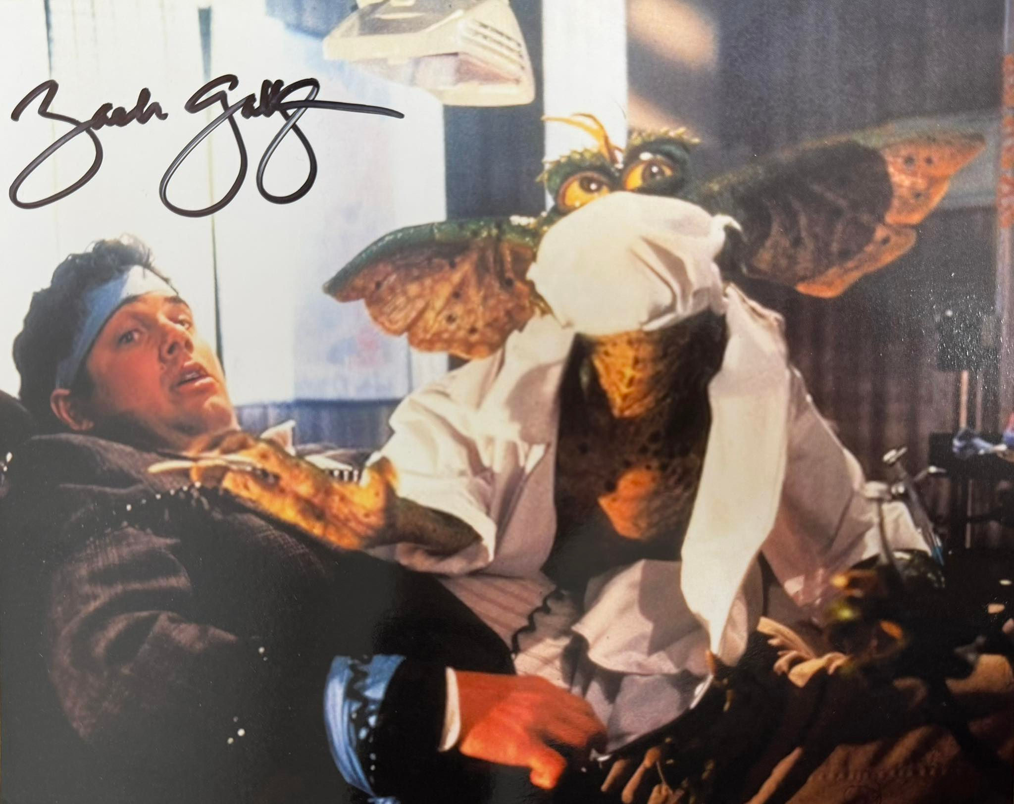 Zach Galligan Signed Gremlins Doctor Black 10x8" Print