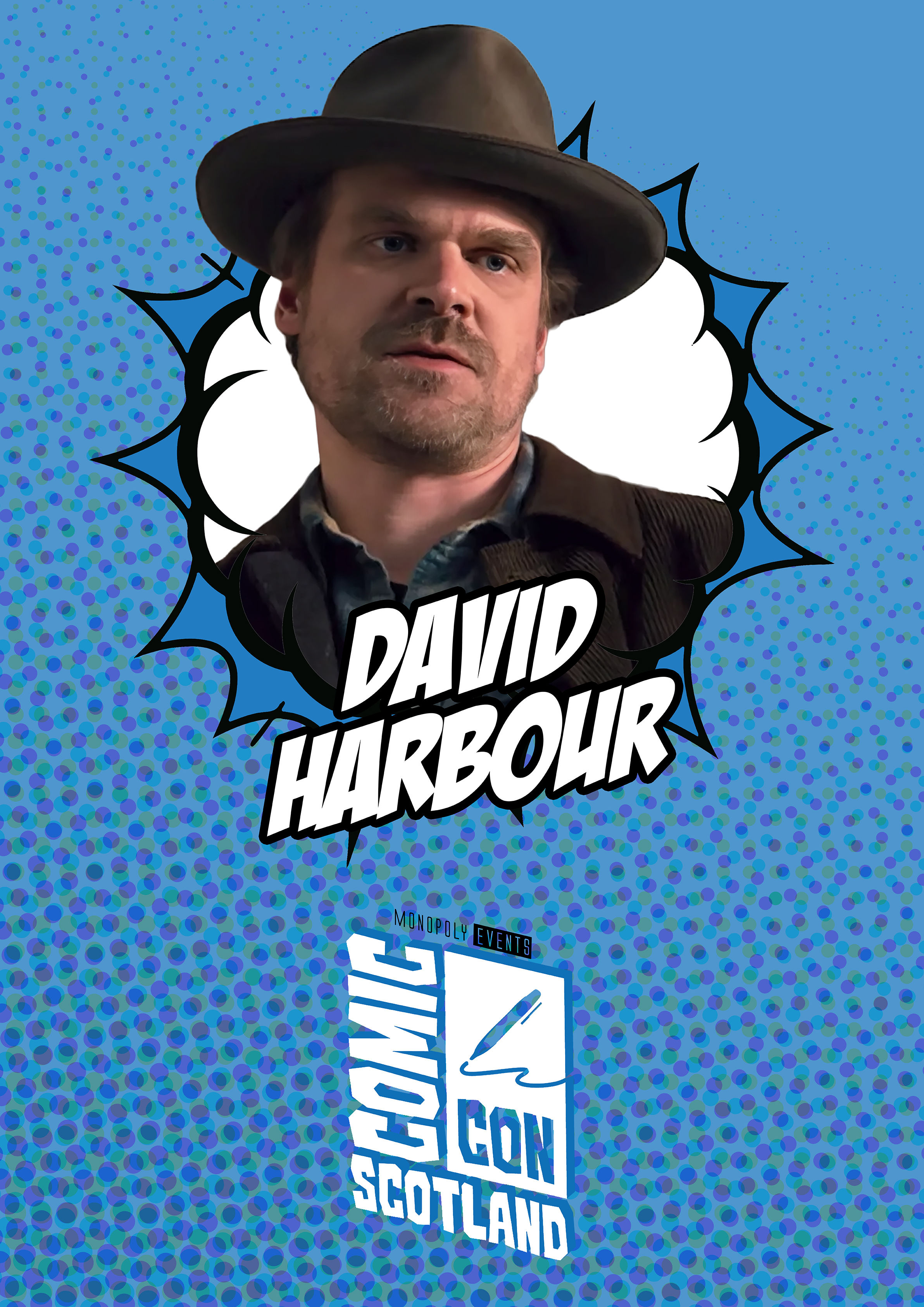 David Harbour Signed Comic Con Scotland (Edinburgh) Roll Up Poster