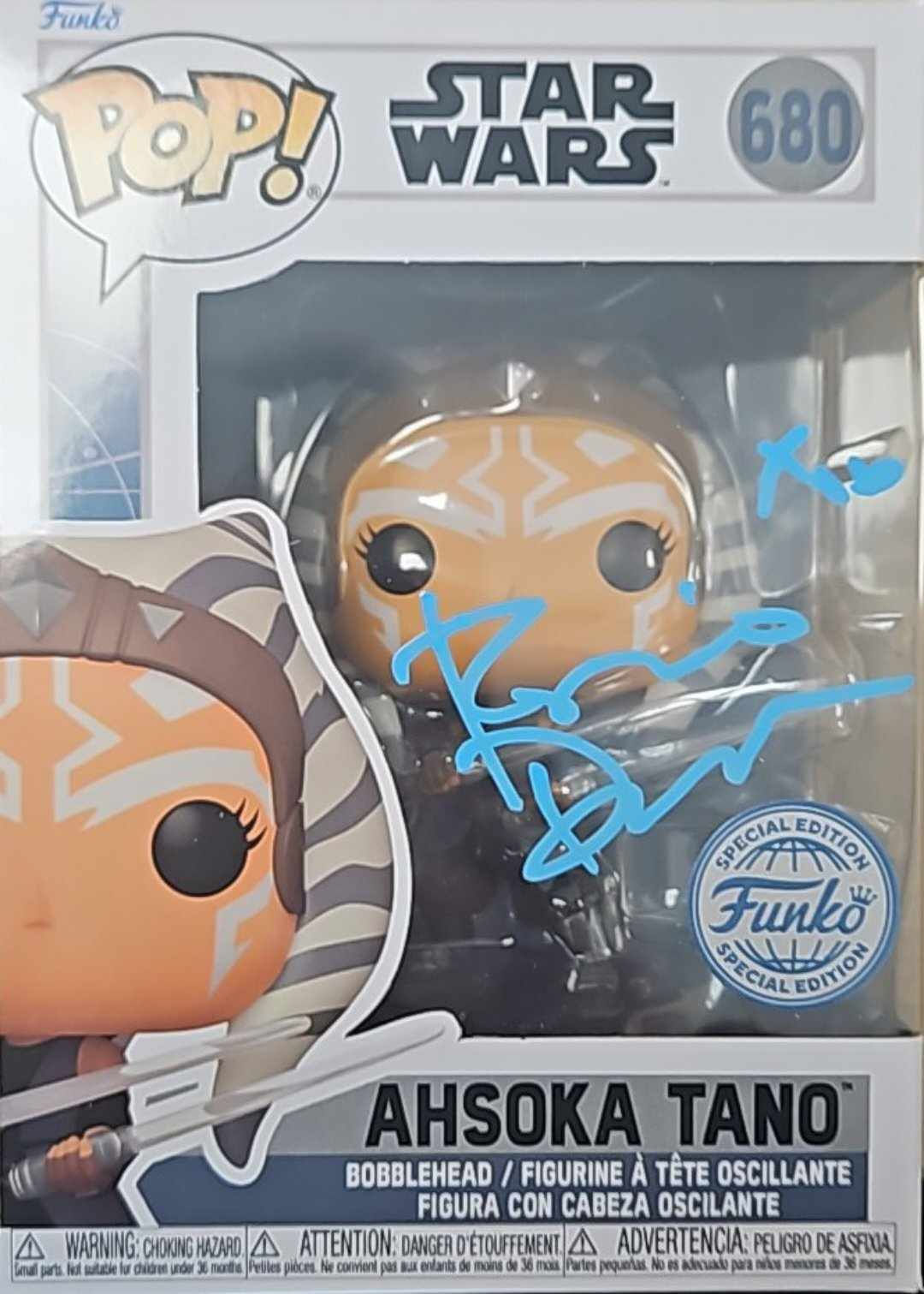 #680 Star Wars Ahsoka Tano Funko Signed in Blue by Rosario Dawson