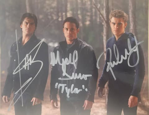 Ian Somerhalder, Paul Wesley, & Michael Trevino Signed The Vampire Diaries 10x8"