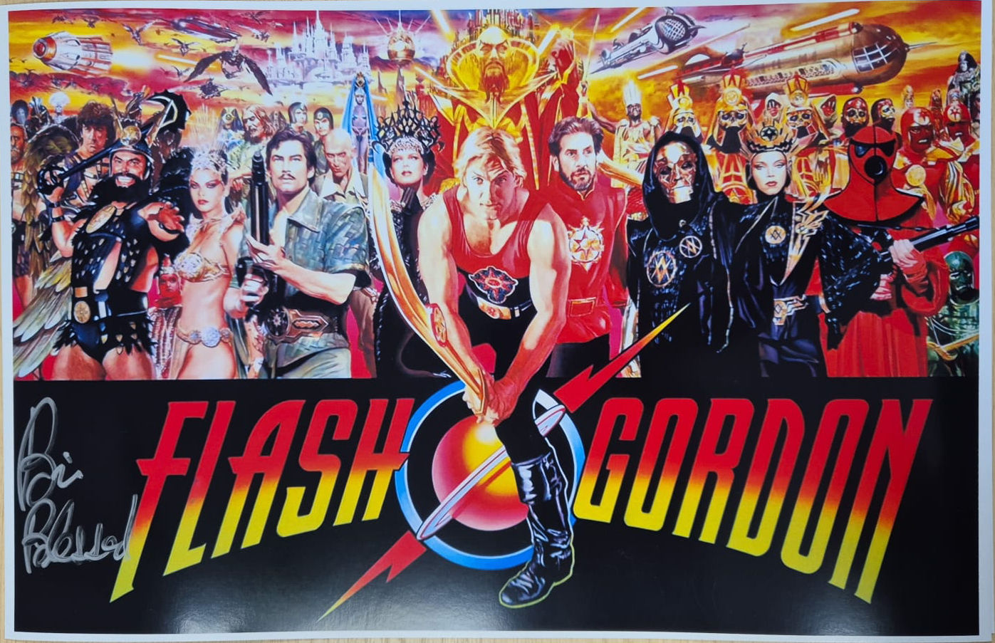 17x11" Flash Gordon Cast Print Signed by Brian Blessed