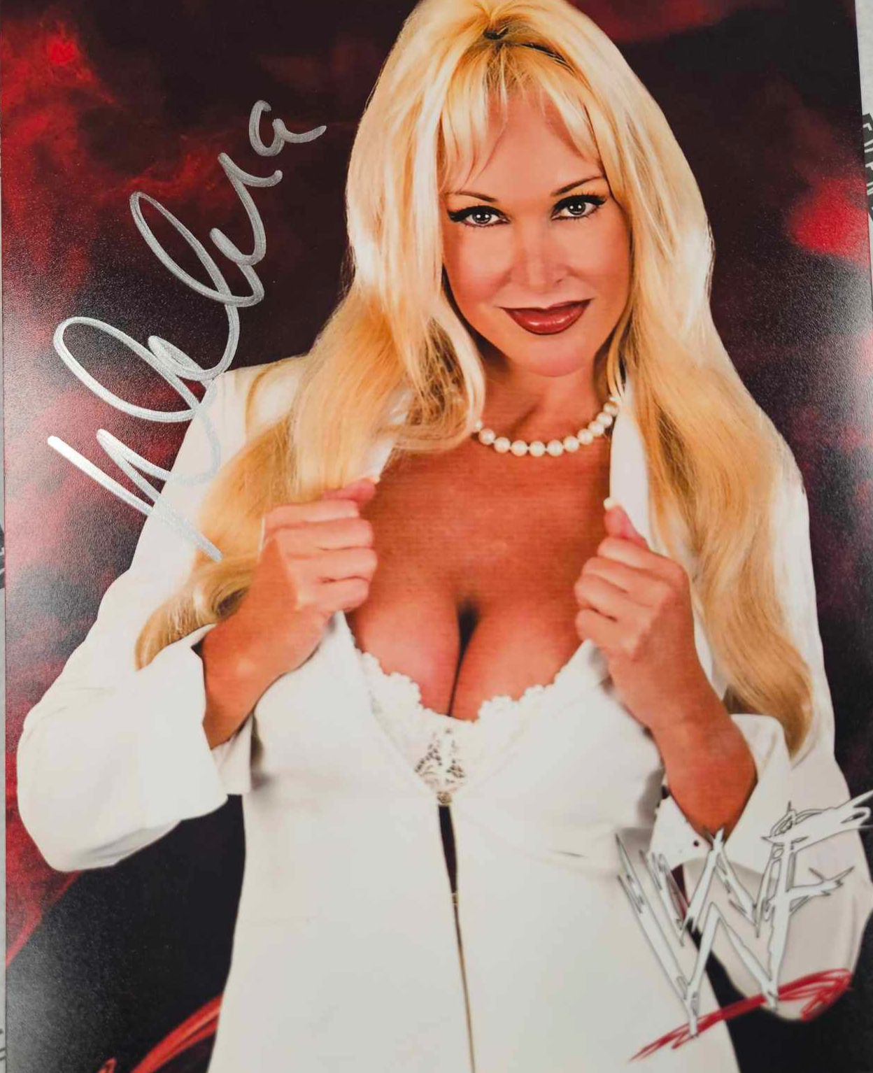 8x10" Debra McMichael White Suit Promo WWE Print Signed by Debra McMichael