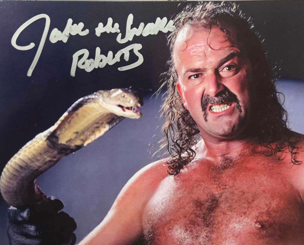 8x10" Snake and Jake WWE Print Signed by Jake the Snake Roberts in Silver