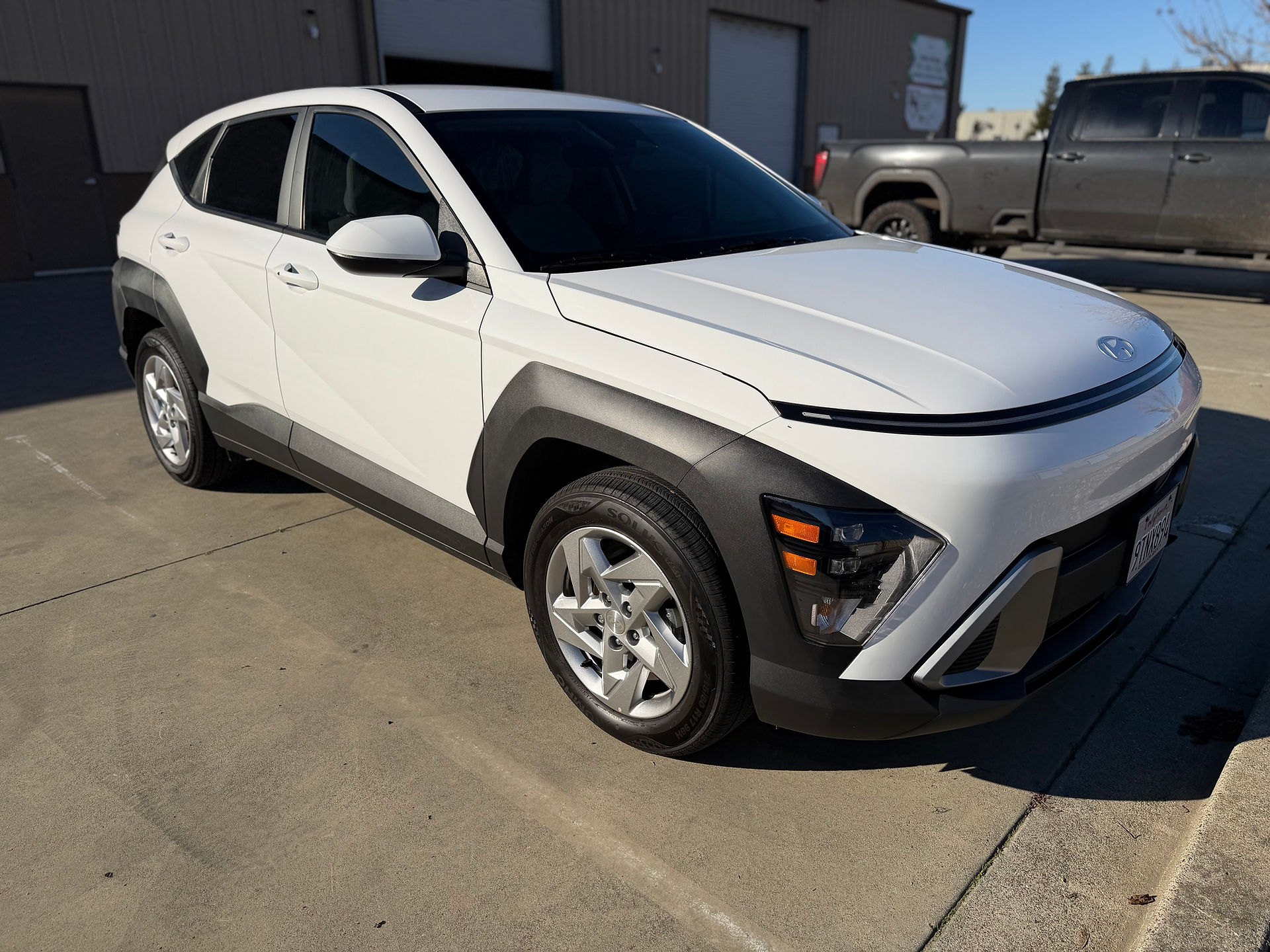 Front passenger side view of Hyundai Kona after 5-year Coating