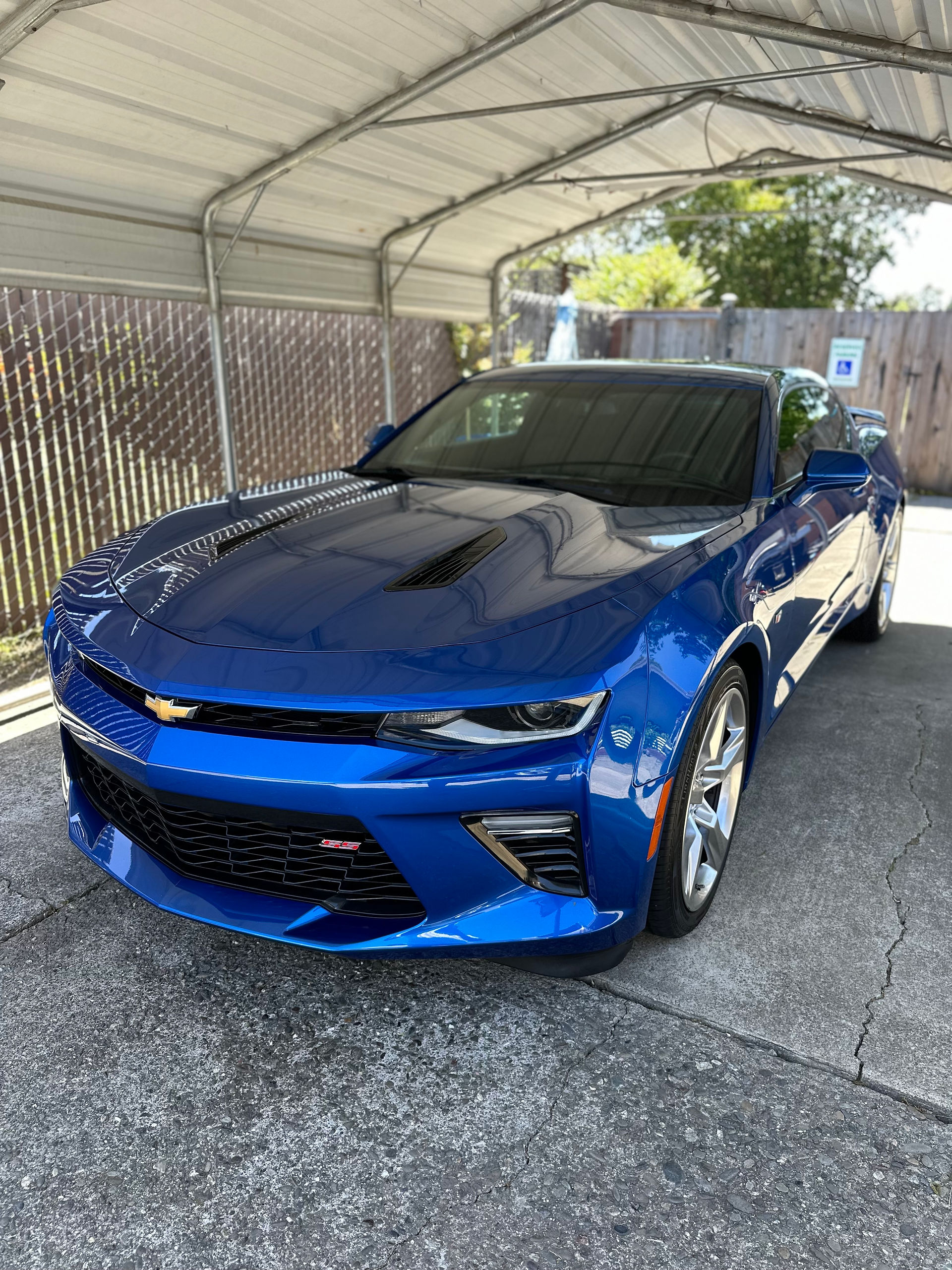 Blue Camaro Paint Correction Front View Two-Step in American Canyon Napa