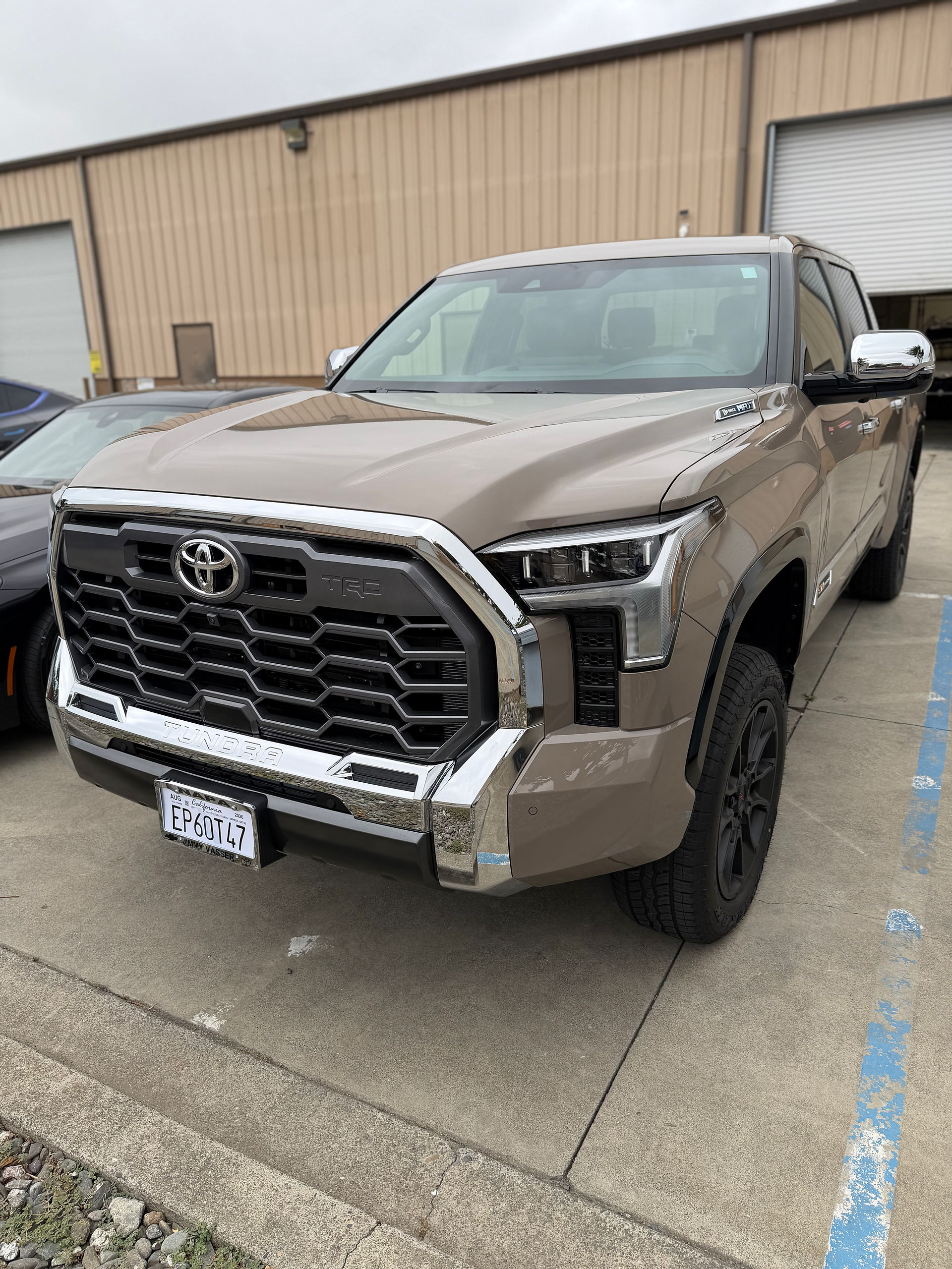 Front driver view of 5-year coated Toyota Tundra parked outside our shop in Napa
