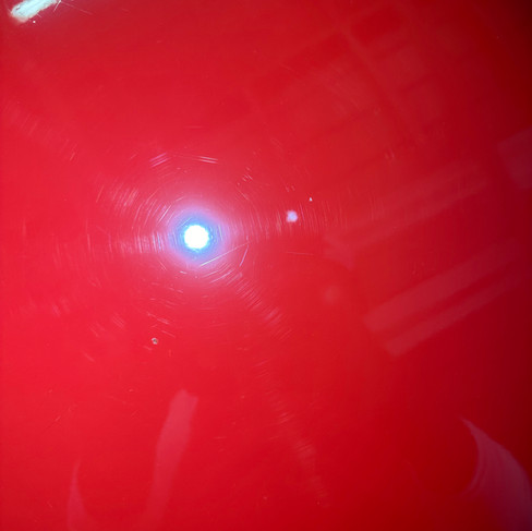Before One-Step Paint Correction on Red 1966 Ford Mustang