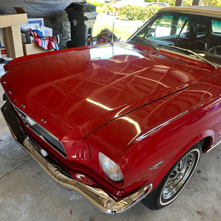 Front View of 1966 Ford Mustang Red after Paint Correction