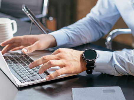 Business man working on laptop