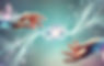 Two hands with glowing, swirling energy reaching towards an infinity symbol, representing the flow and connection of eternal energy.