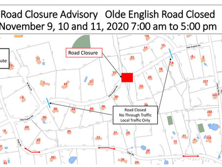 Road Closure Advisory – Olde English Road – November 9, 10 and 11, 2020