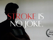 Silhouette of person with text "STROKE IS NO JOKE." AfroSouth Film Festival 2025 laurel. Dark, serious mood, light background.