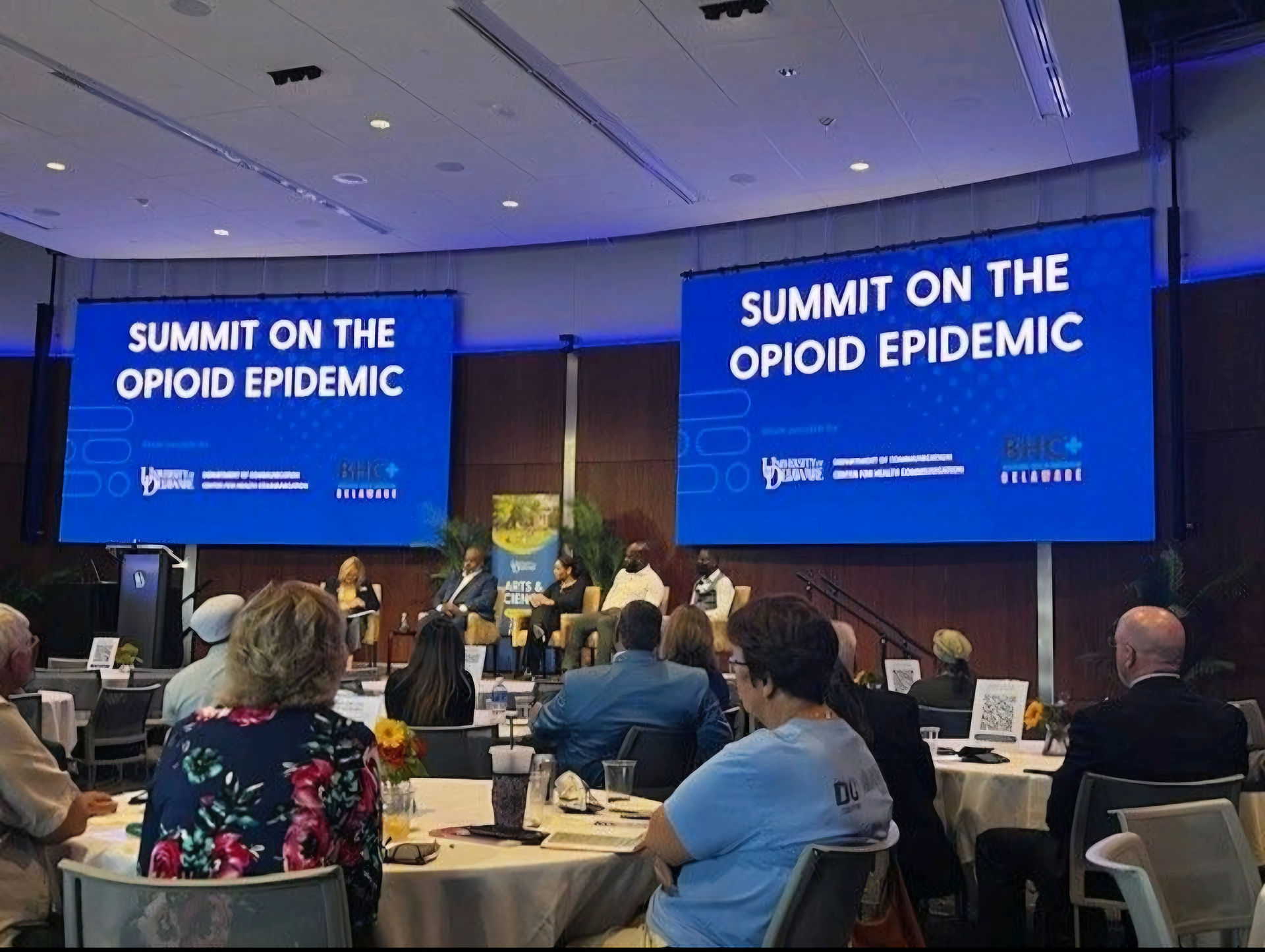 summit on the opioid epidemic presentation with 100 Black Men of Delaware partners