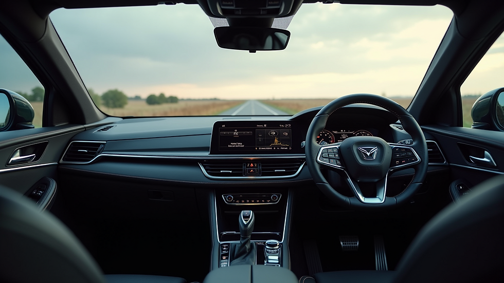 Eye-level view of a modern SUV interior showcasing advanced technology features