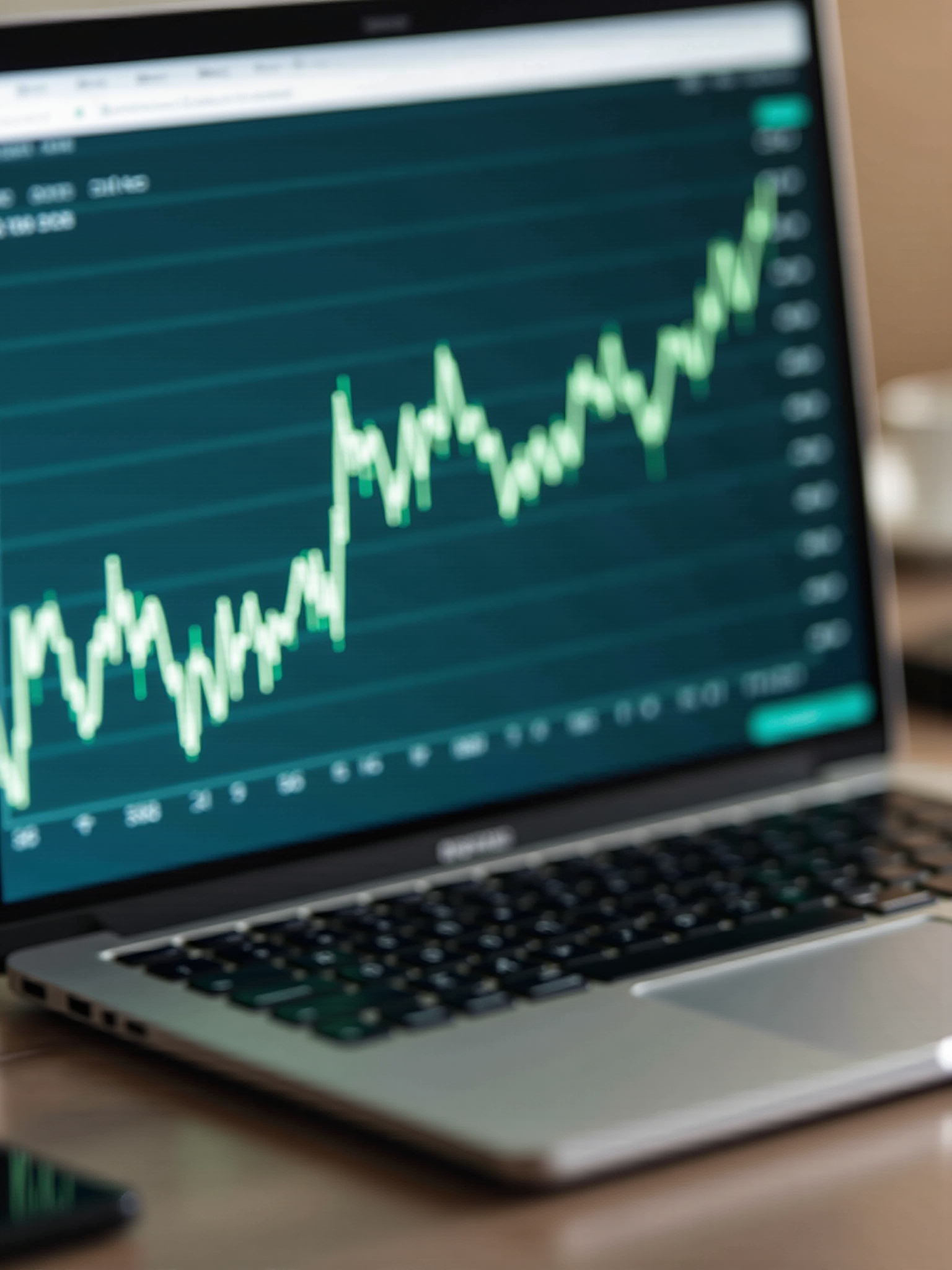 Financial graph displayed on a laptop screen