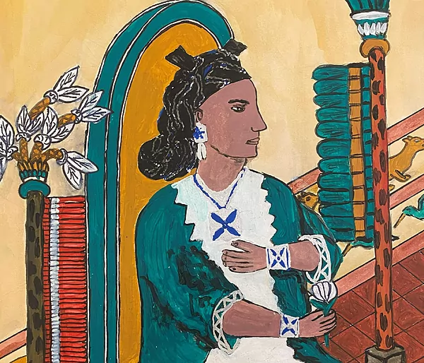 Ilustración de la novela "Isabel de Moctezuma. Memorias de la última emperatriz azteca" de J. Miguel Carrillo de Albornoz, descendiente de Moctezuma.