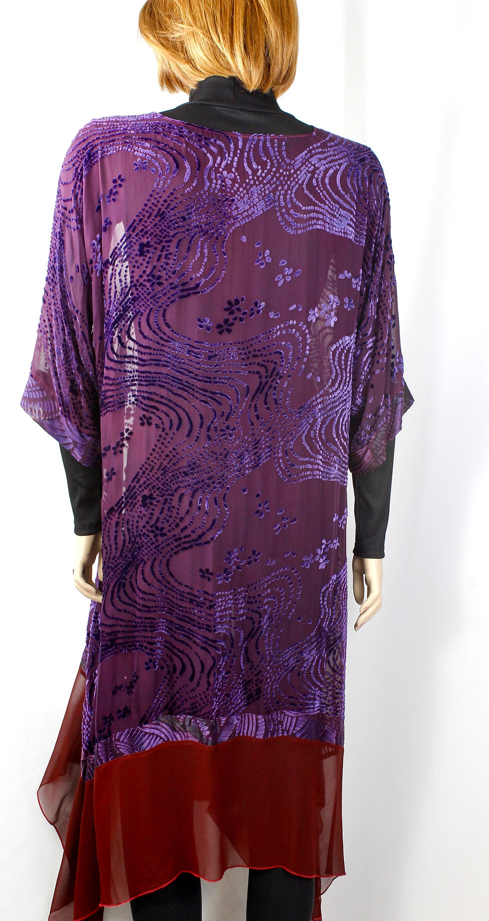 Thumbnail: Plum HD  Silk Velvet Devore Long Coat