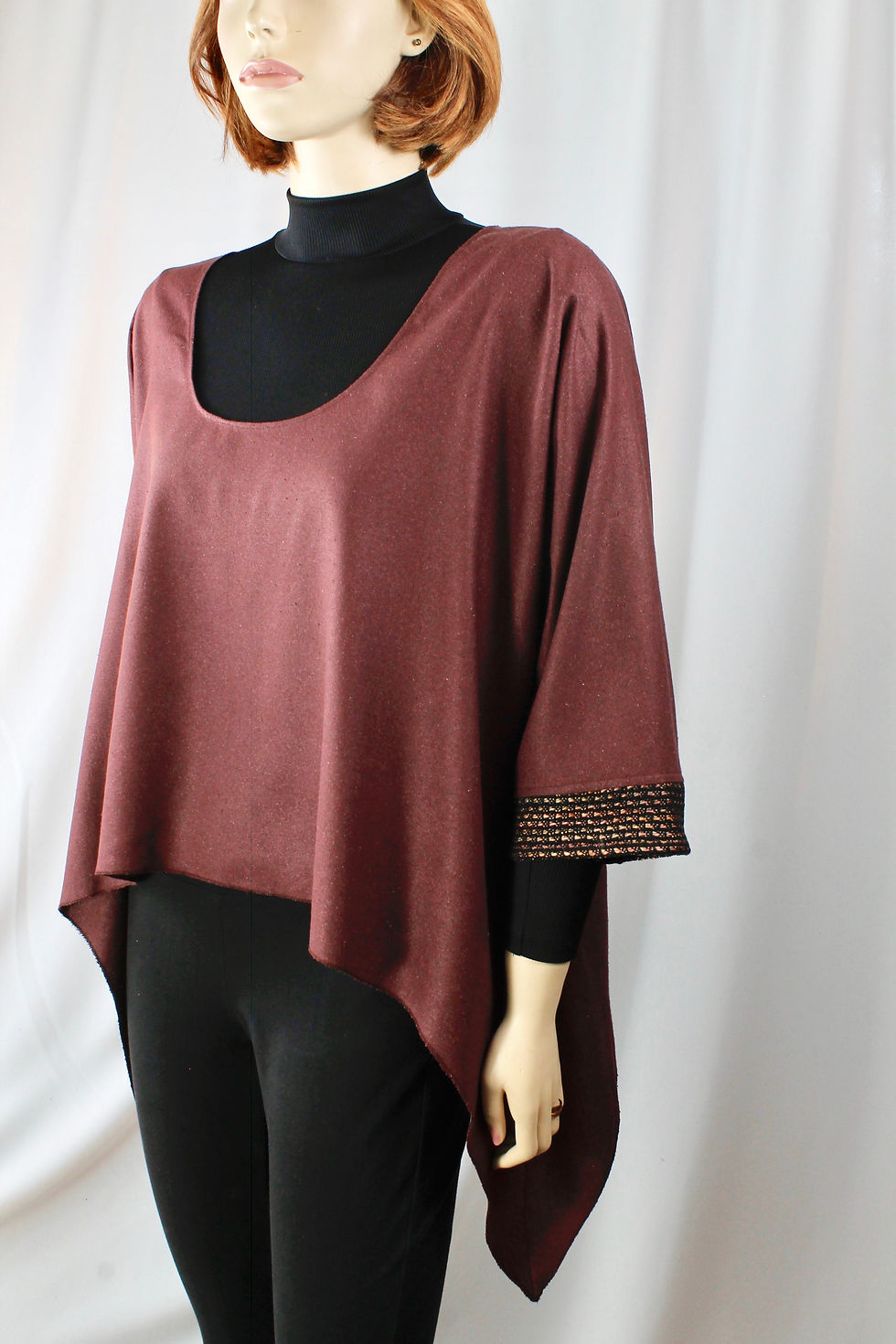 Thumbnail: Red Brown Silk Noil Asymmetrical top