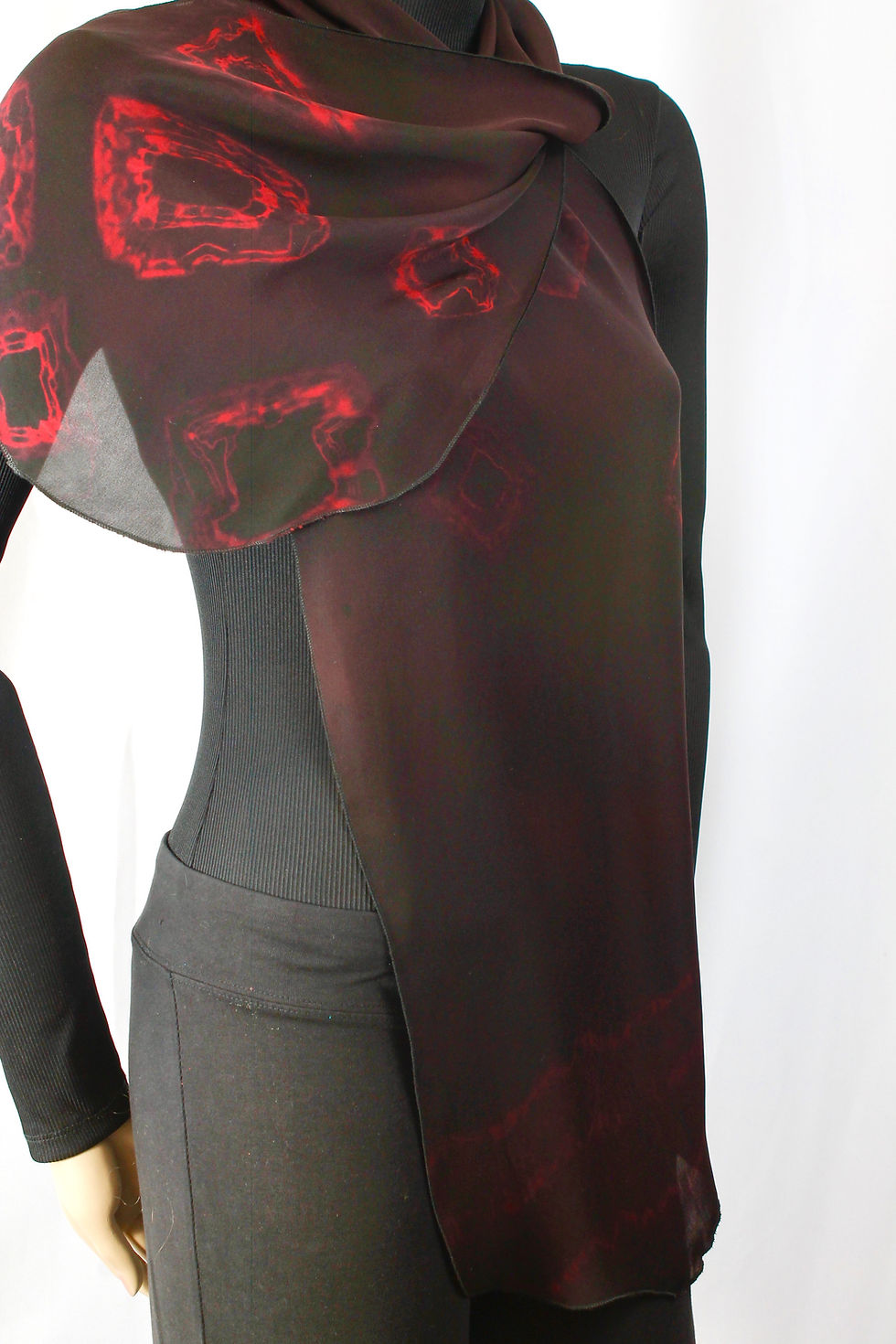 Thumbnail: TieDyed Red/Black Silk Scarf