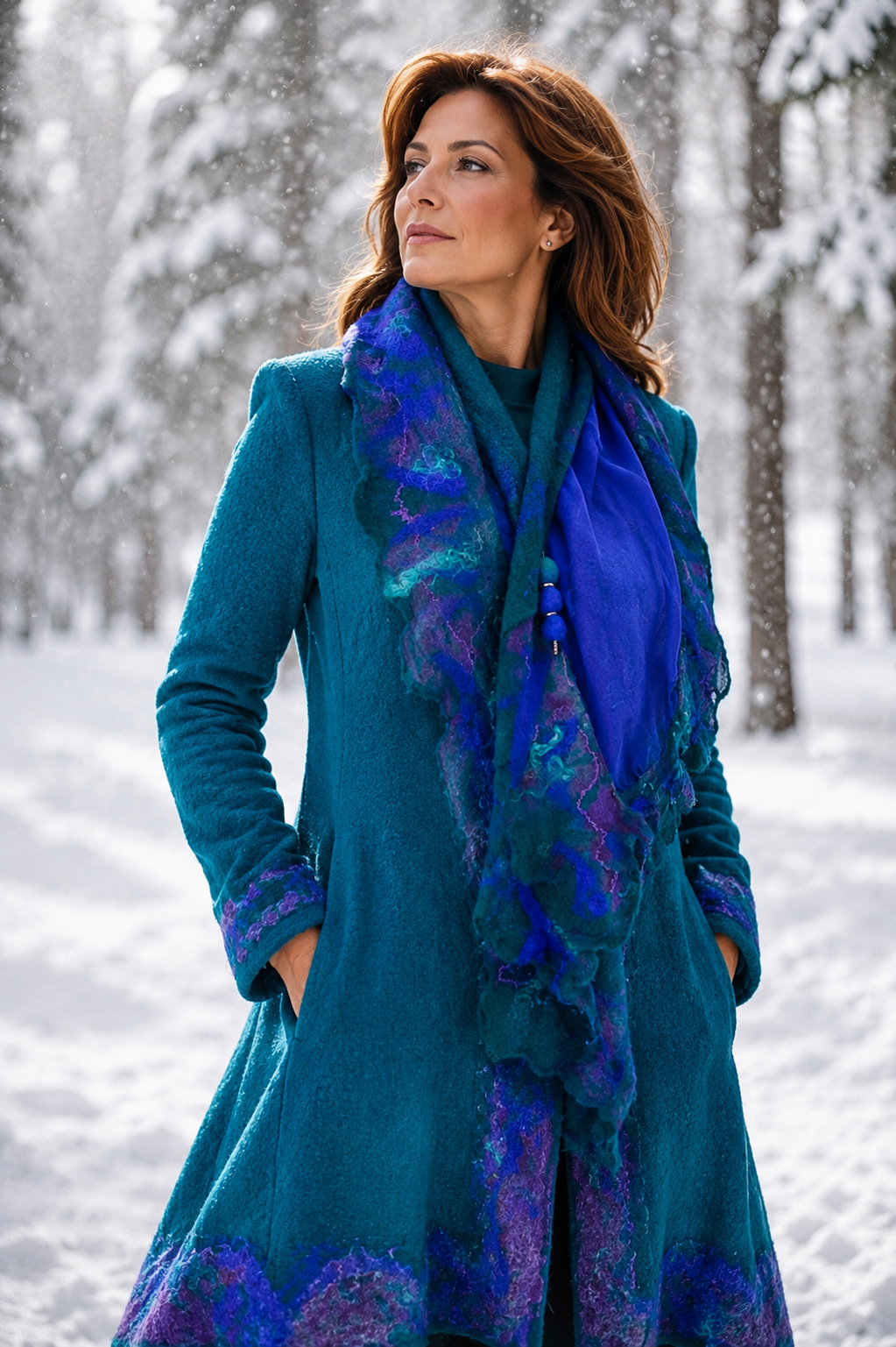 Hand Felt woll/Silk shawl/scarf