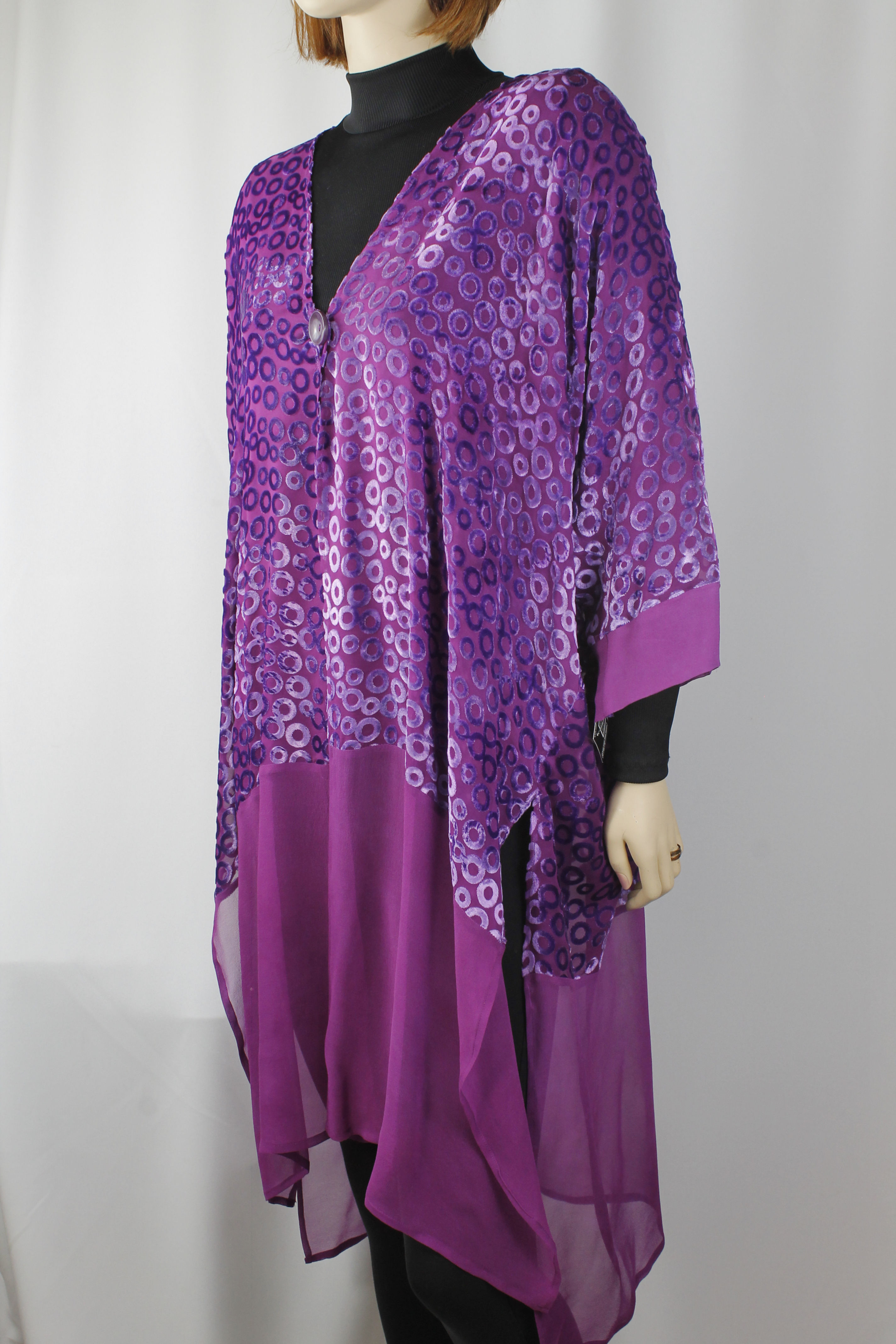 Deep Lillac 3/4 Length Silk Devore Coat