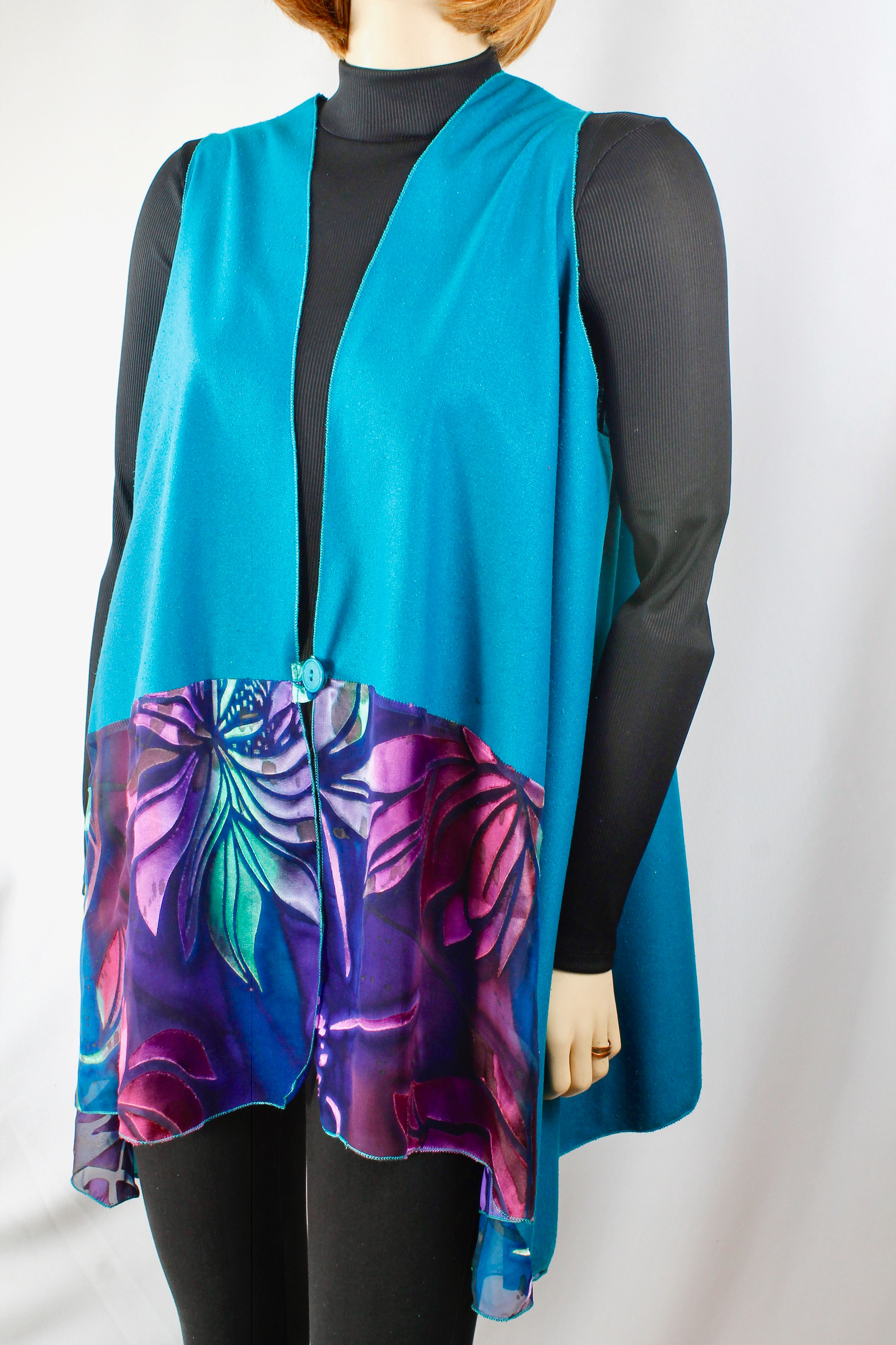 Deep Turquoise Long silk vest
