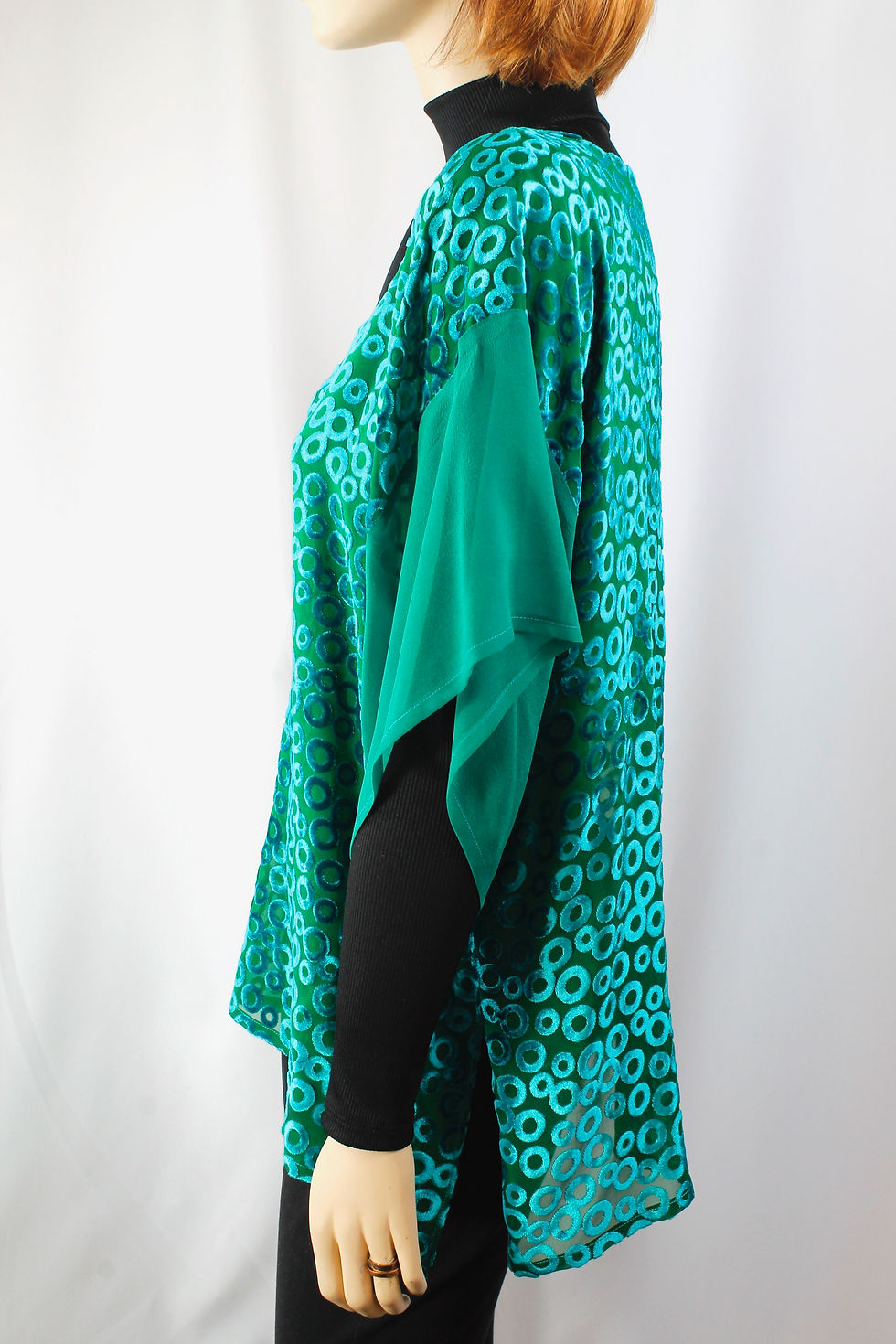 Thumbnail: Emerald Green Silk Devore top