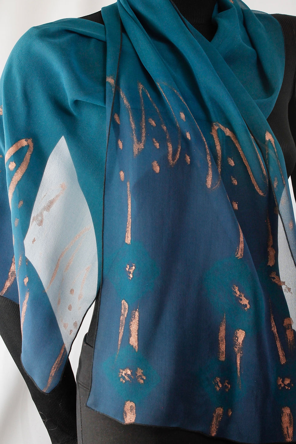 Thumbnail: Tie Dyed silk Chiffon rectangular Scarf