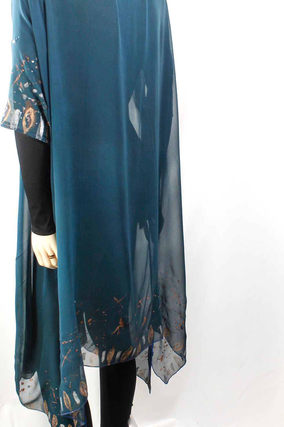 Thumbnail: Deep Rich Teal Chiffon Silk Long Coat