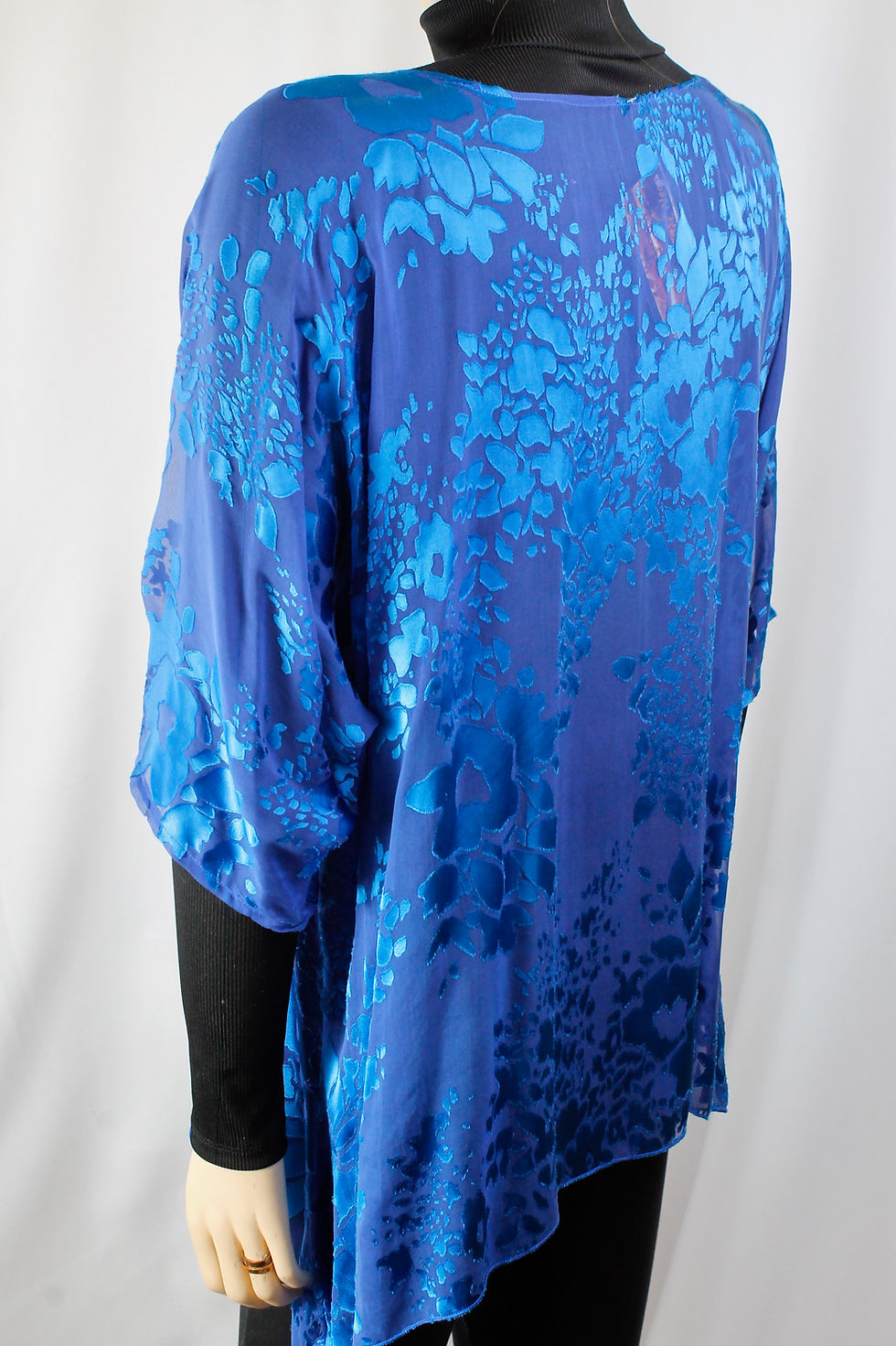 Thumbnail: Sky Blue Silk Devore Asymmetrical Top