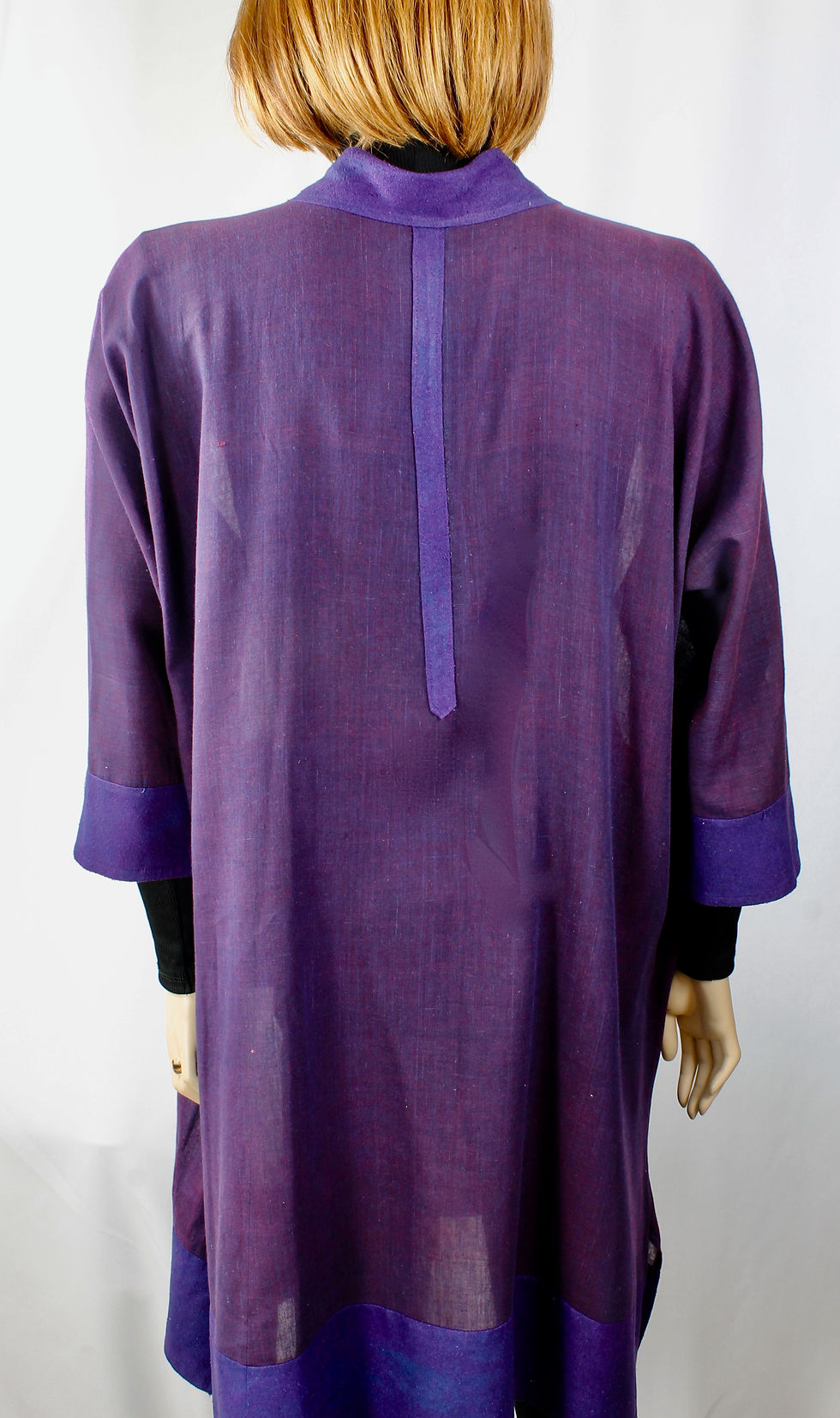 Thumbnail: Deep Purple Mulberry silk Long Coat