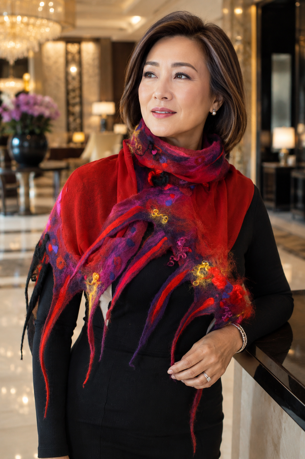 Felted Chiffon Silk Shawl