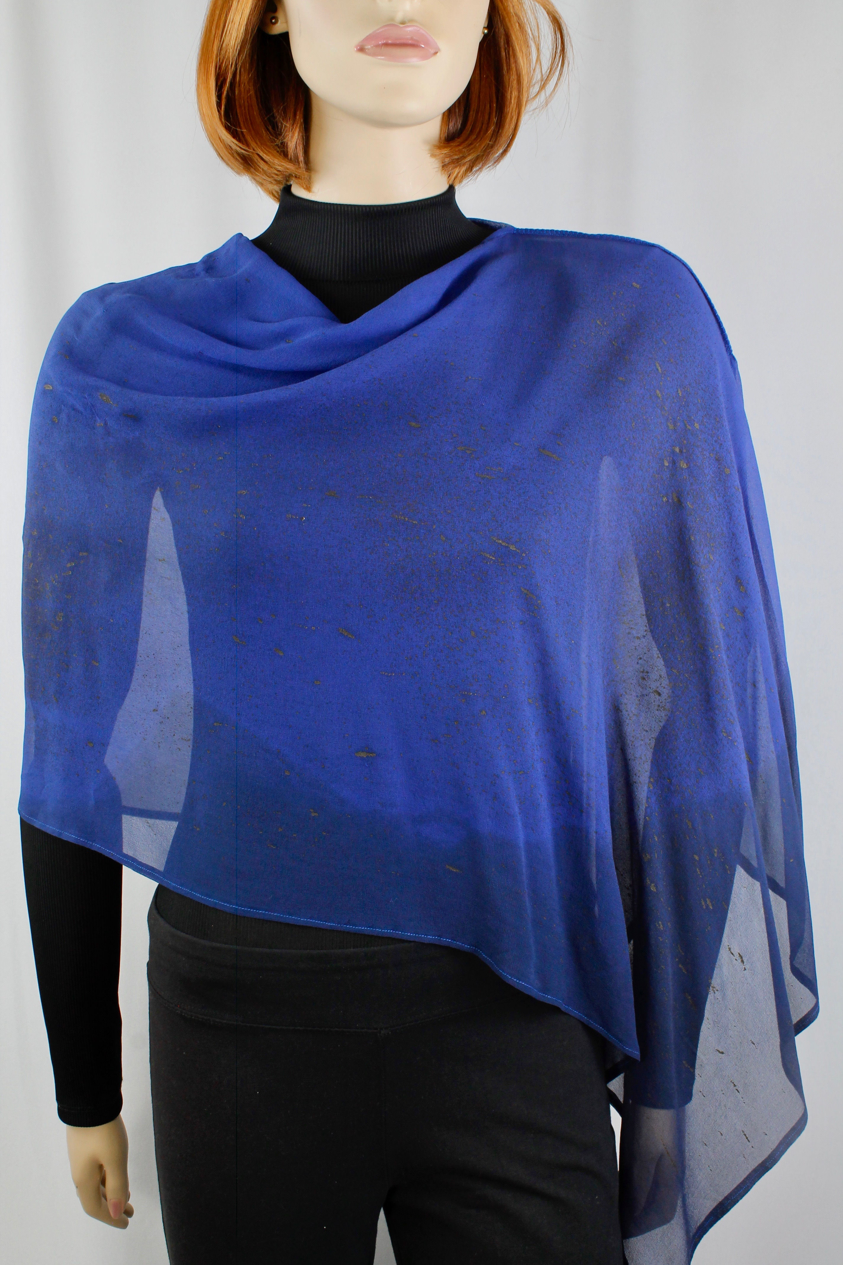 Regal Blue Chiffon silk Poncho