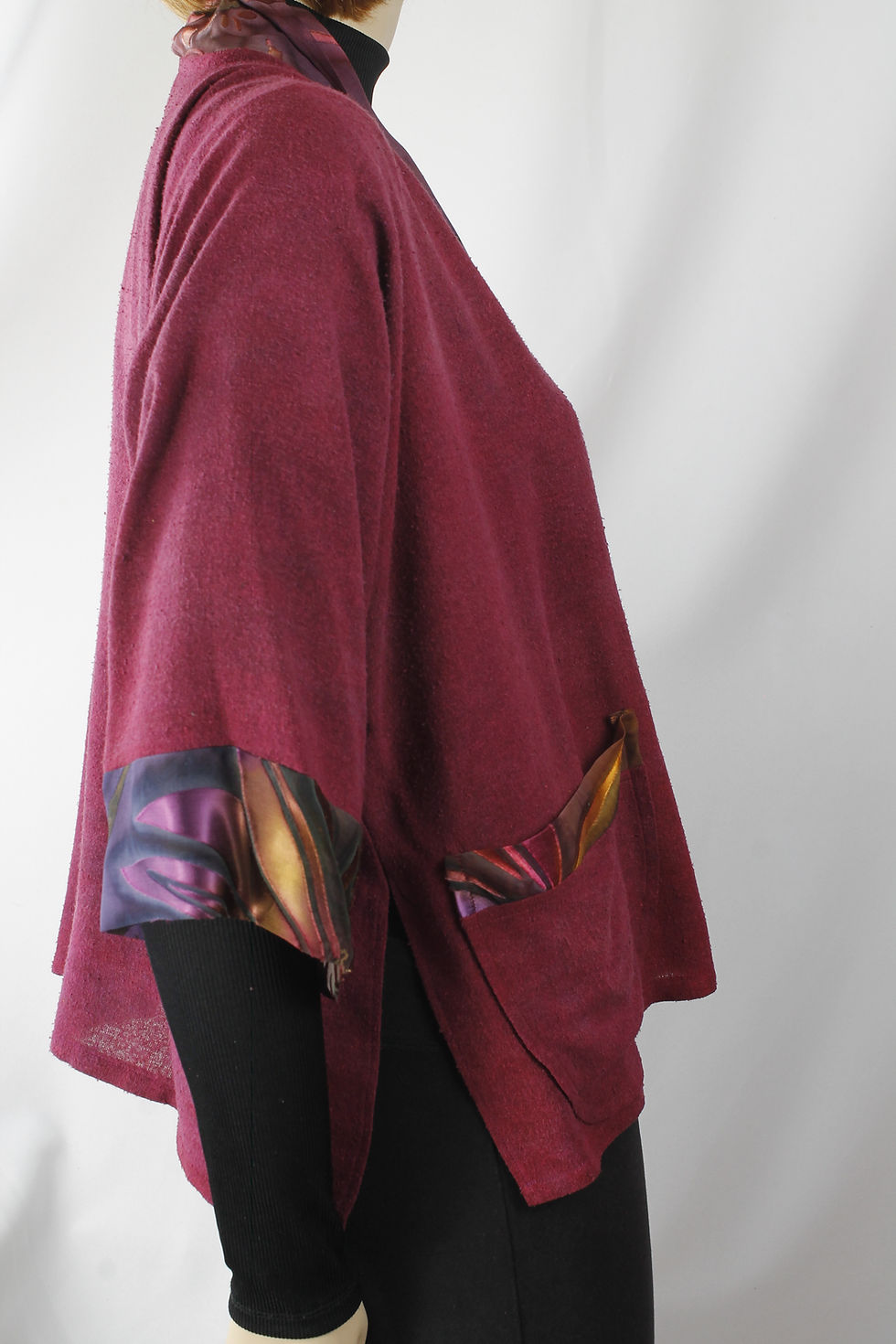 Thumbnail: Burgundy Rust short Silk jacket