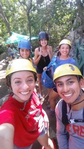 Students preparing to enter cave