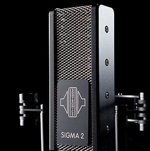 Close up photo of Sontronics Sigma 2 microphone with metal grille with black side cheeks