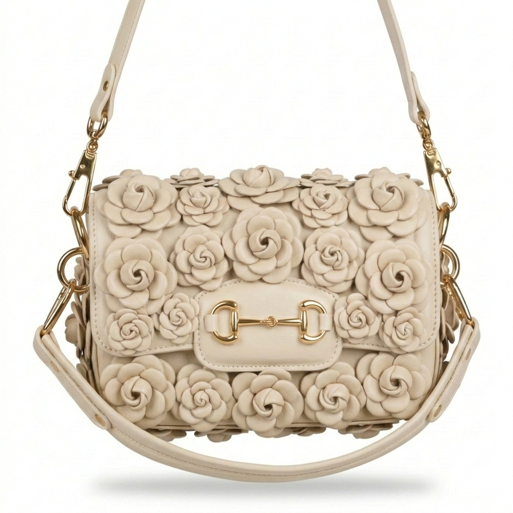 BOLSA HELENA - CAMÉLIAS OFF WHITE
