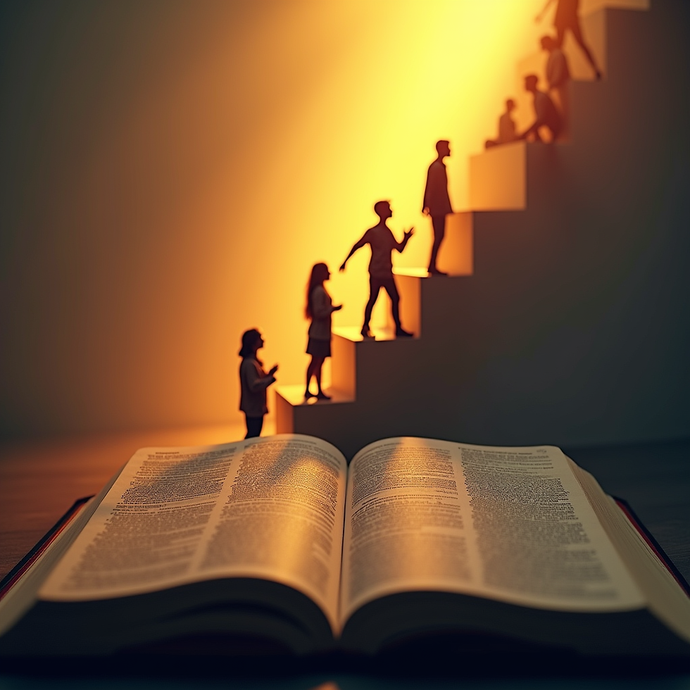 Bible characters walking out of the Bible pages