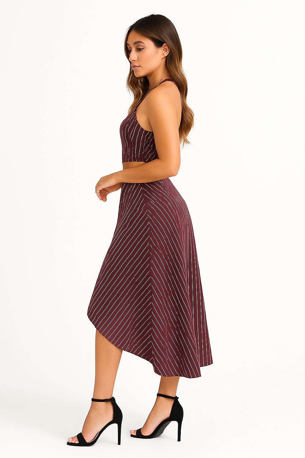 Miniatura: Conjunto listrado Top E Saia De Praia Feminino Moda Verão