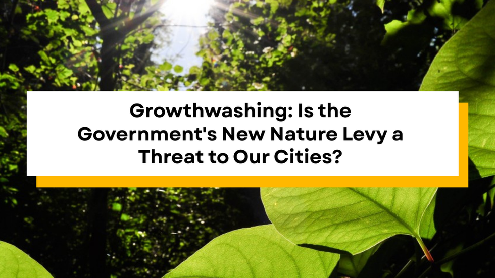 Nature image with heading "Growthwashing: is the Government's new nature levy a threat to our cities?"
