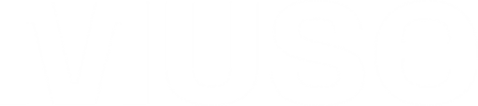 Large white word MUSE in bold letters on a black background, minimalist high-contrast text graphic.