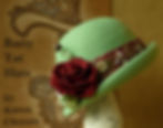 Thumbnail: Lady's Pale Green Cloche Hat with Sari Trim, Handmade, One of a Kind, 100% Wool Felt, The Cynthia Westcott by Ratty Tat Hats