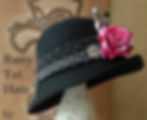 Lady's Black Cloche Hat, Handmade, One of a Kind, 100% Wool Felt, The Norah Lindsay by Ratty Tat Hats