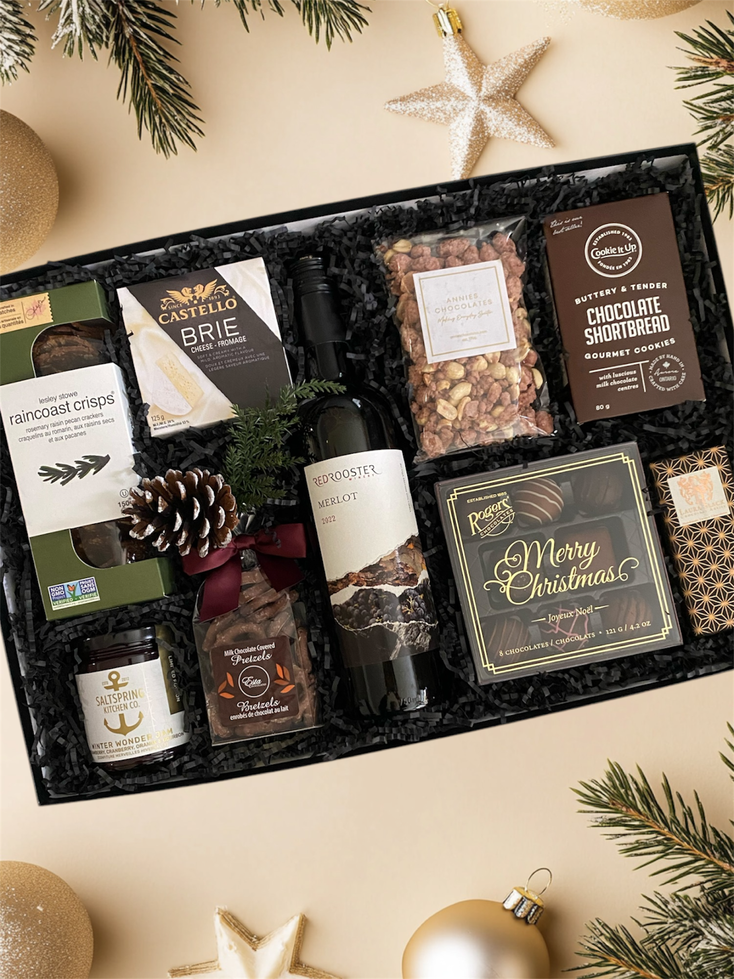 Deluxe Sweet and Savory with Wine Gift Box