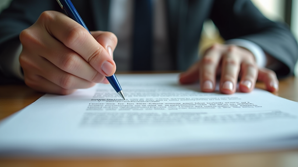 Eye-level view of a notary office desk with legal documents