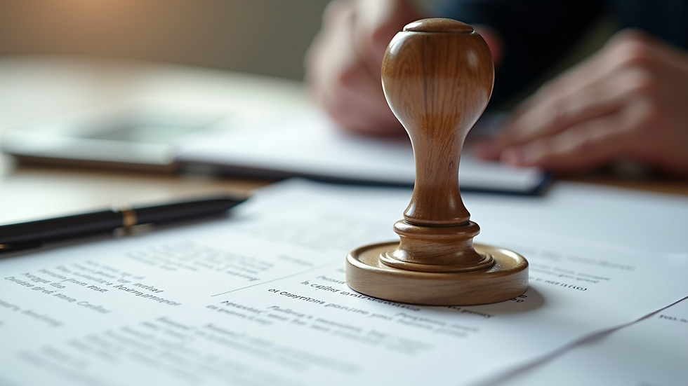 Close-up view of a notary stamp on a legal document