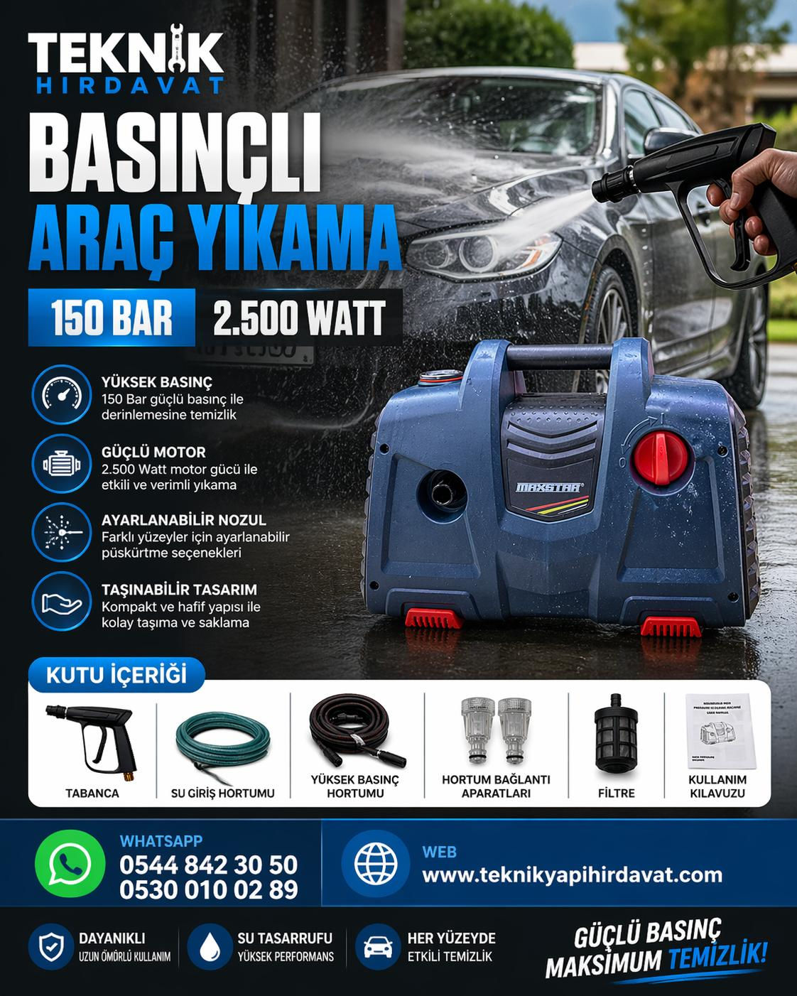 150 BAR ELEKTRİKLİ ARAÇ YIKAMA