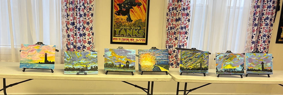 The completed gallery.  Very expressive and colorful paintings!