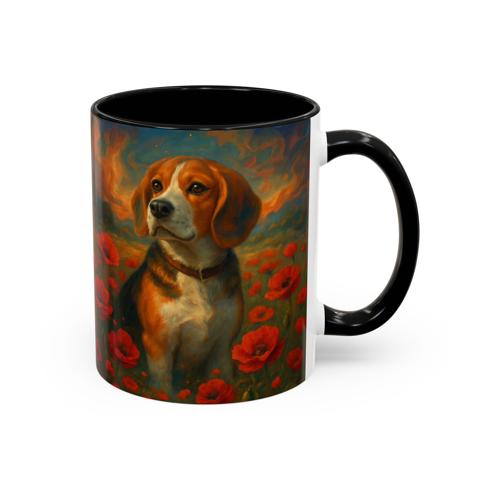 Beagle In Poppies Mug, Dog Lovers Gift, Beagle Gift